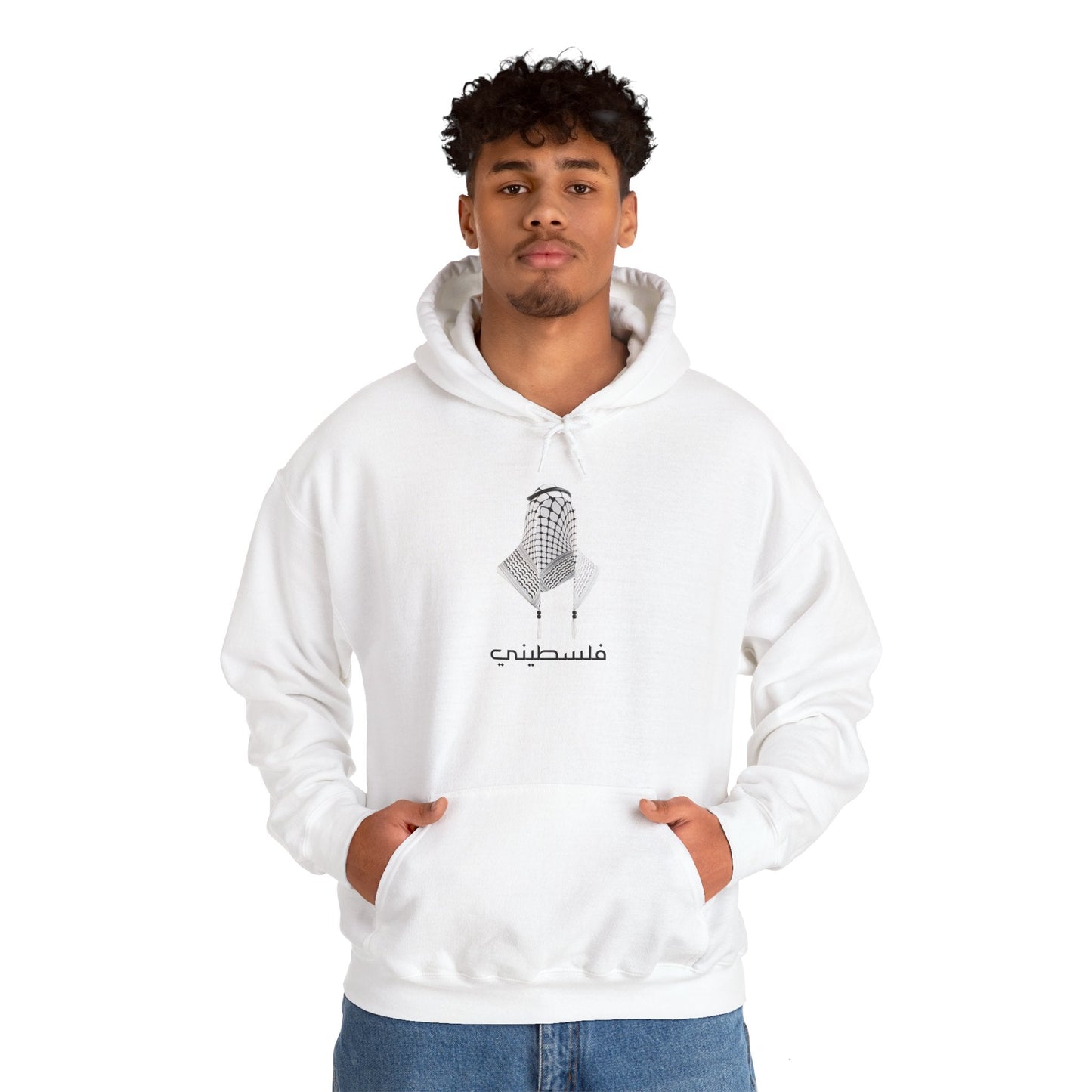 Printify Hoodies S / White Palestinian Kofeyeh Hoodie