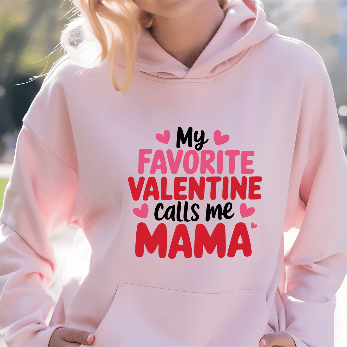 Ink and Charms Designs Sweatshirt Hoodie / Pink / S My Valentine Calls me Mama T-shirt, Sweatshirt