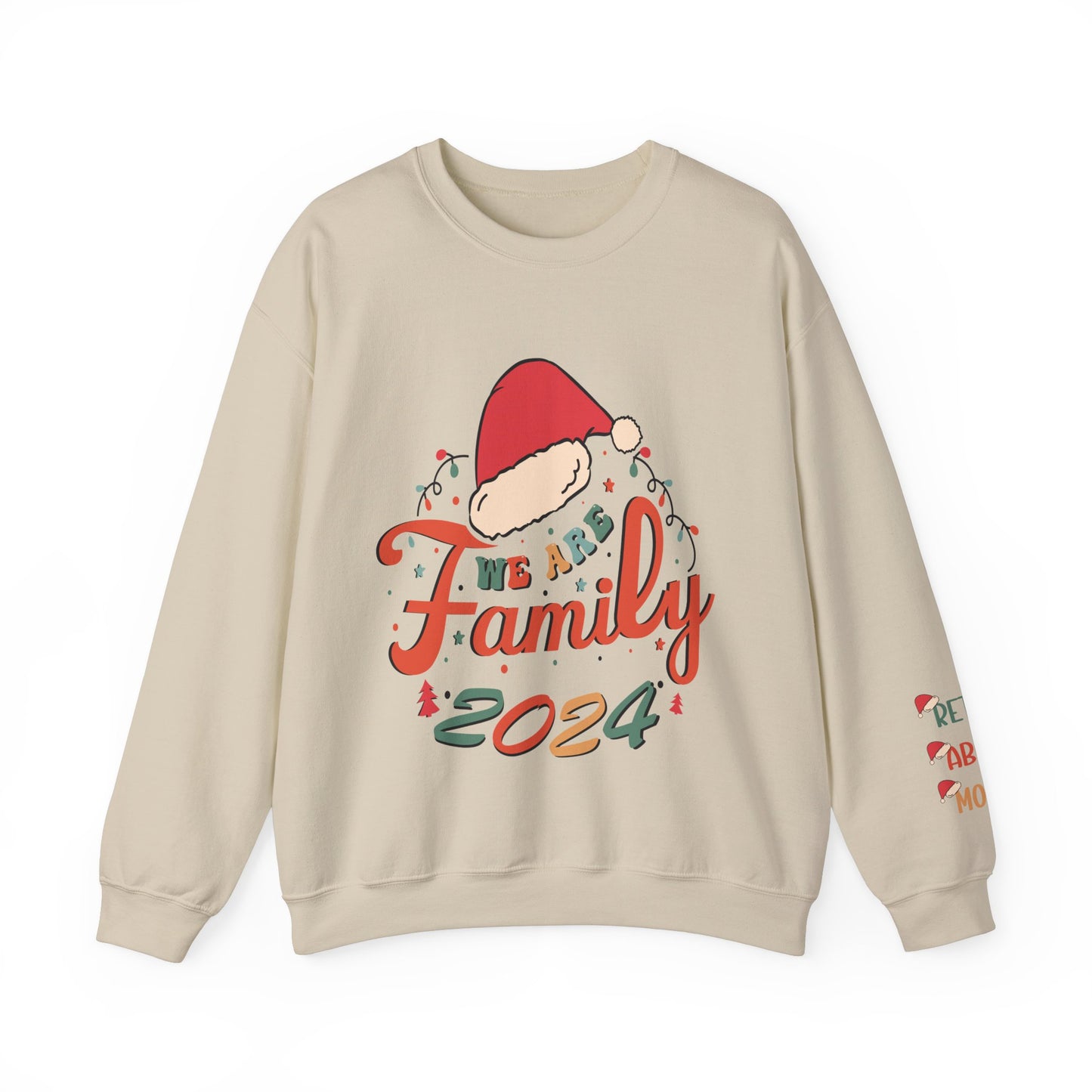 Family 2024 Unisex Sweatshirt with Personalized Family Names Sleeve Design