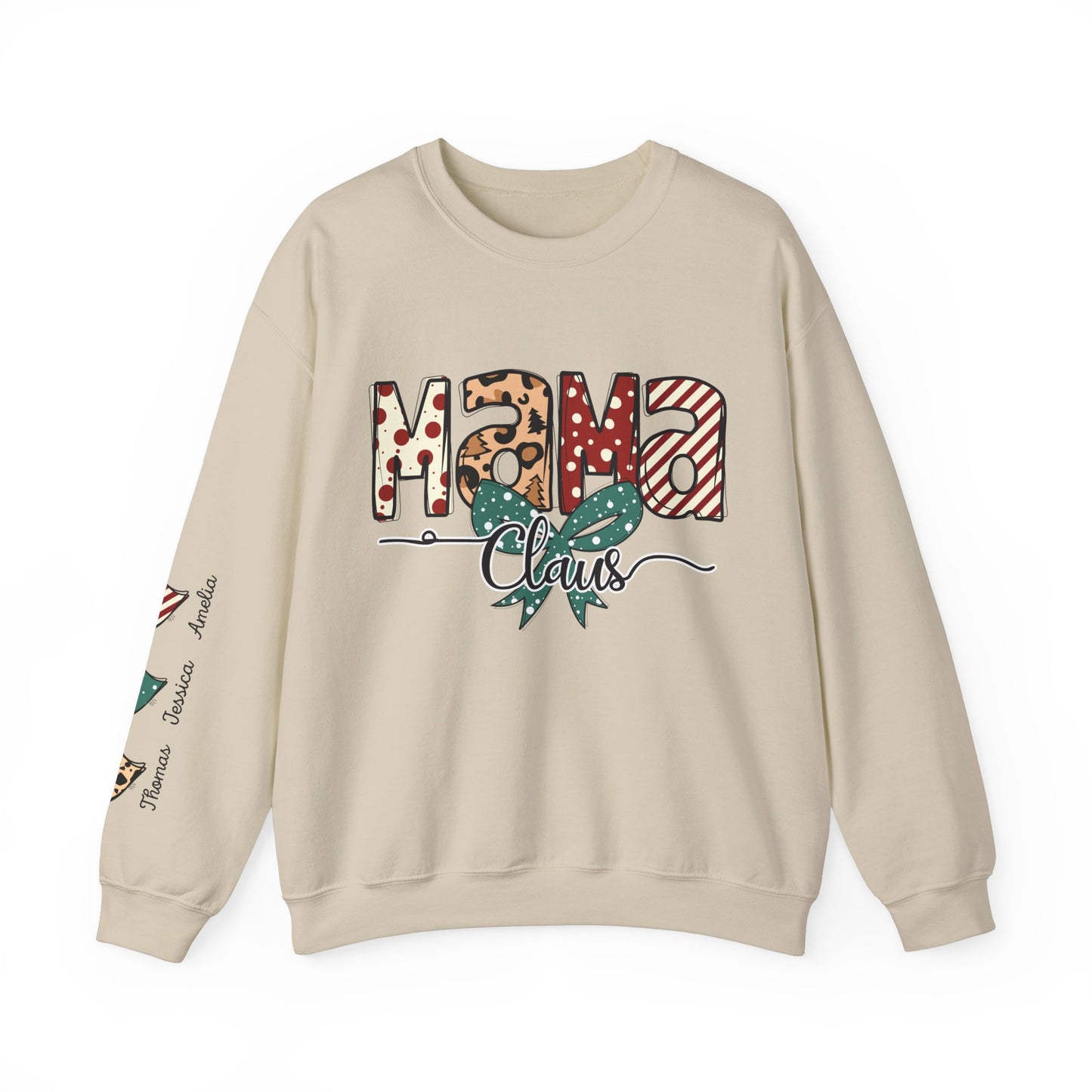 Crewneck Sweatshirt Mama Clause Design with Kids' Names