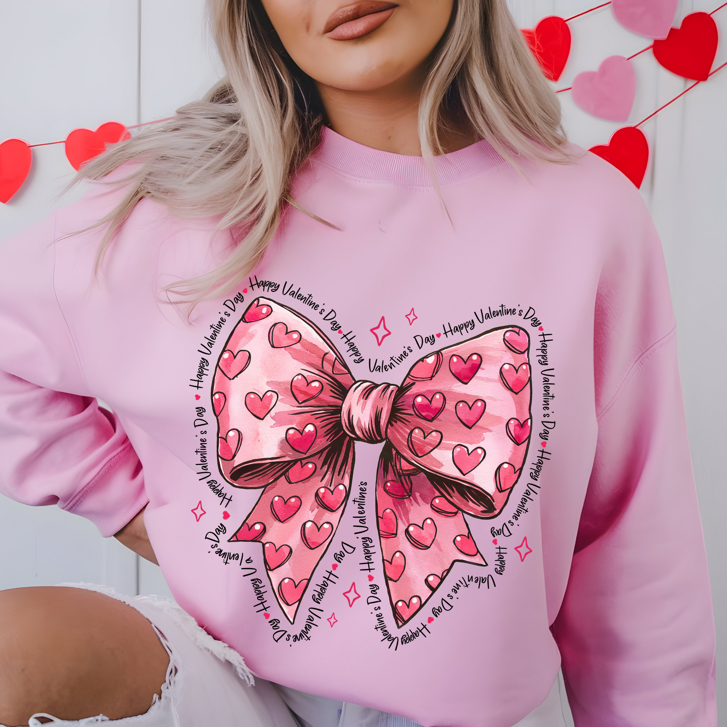 Bow and Hearts Valentine’s Day Sweatshirt