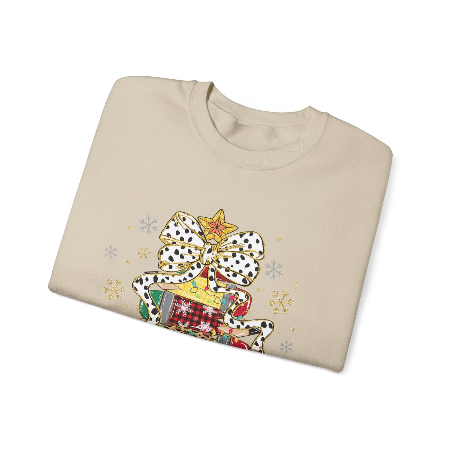 Teacher Christmas Crewneck Sweatshirt - Christmas Tree and Pencils Design