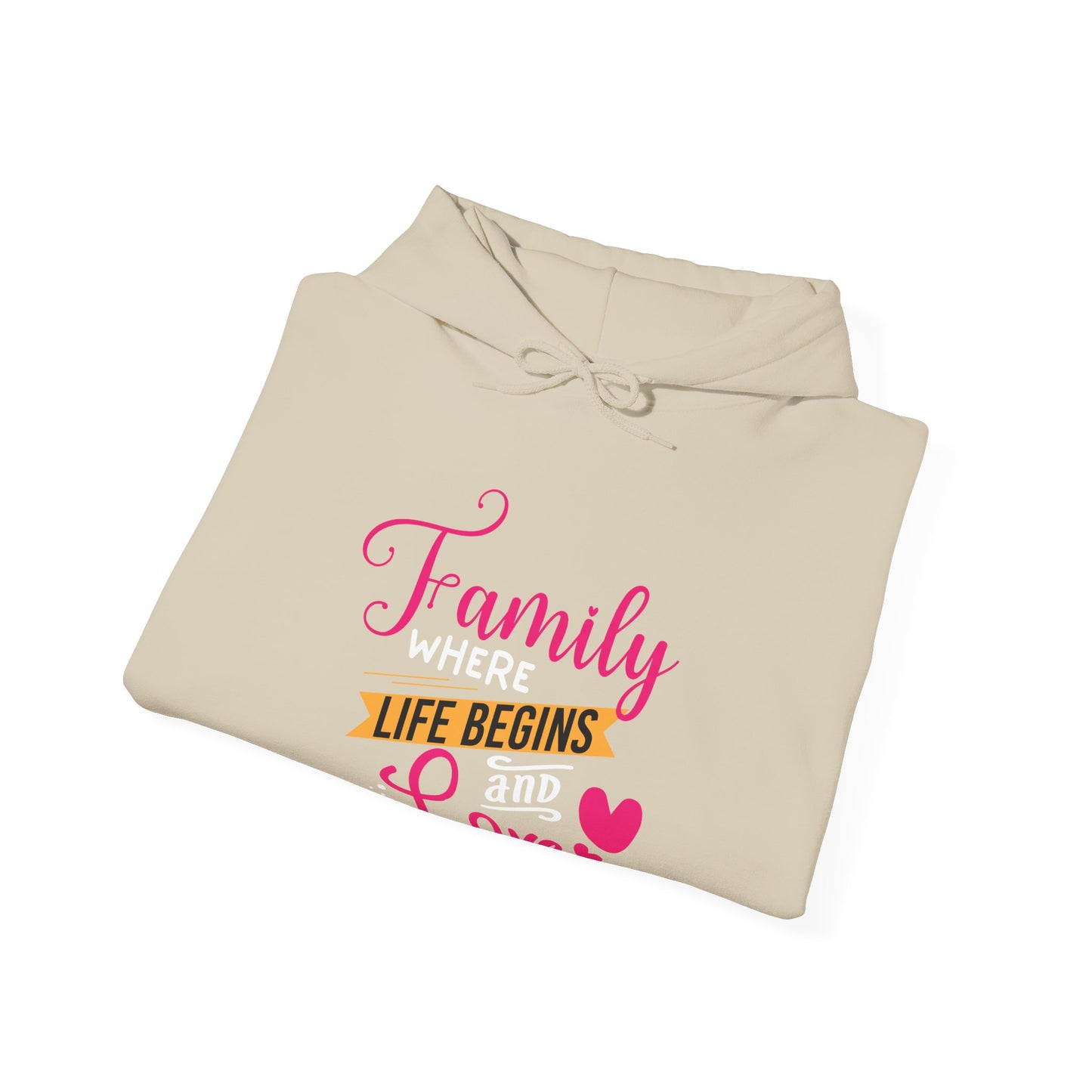 Unisex Heavy Blend™ Family Hooded Sweatshirt - Family where life begins and love never ends