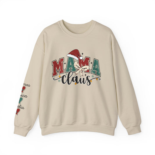 Crewneck Sweatshirt Mama Clause Design with Kids' Names