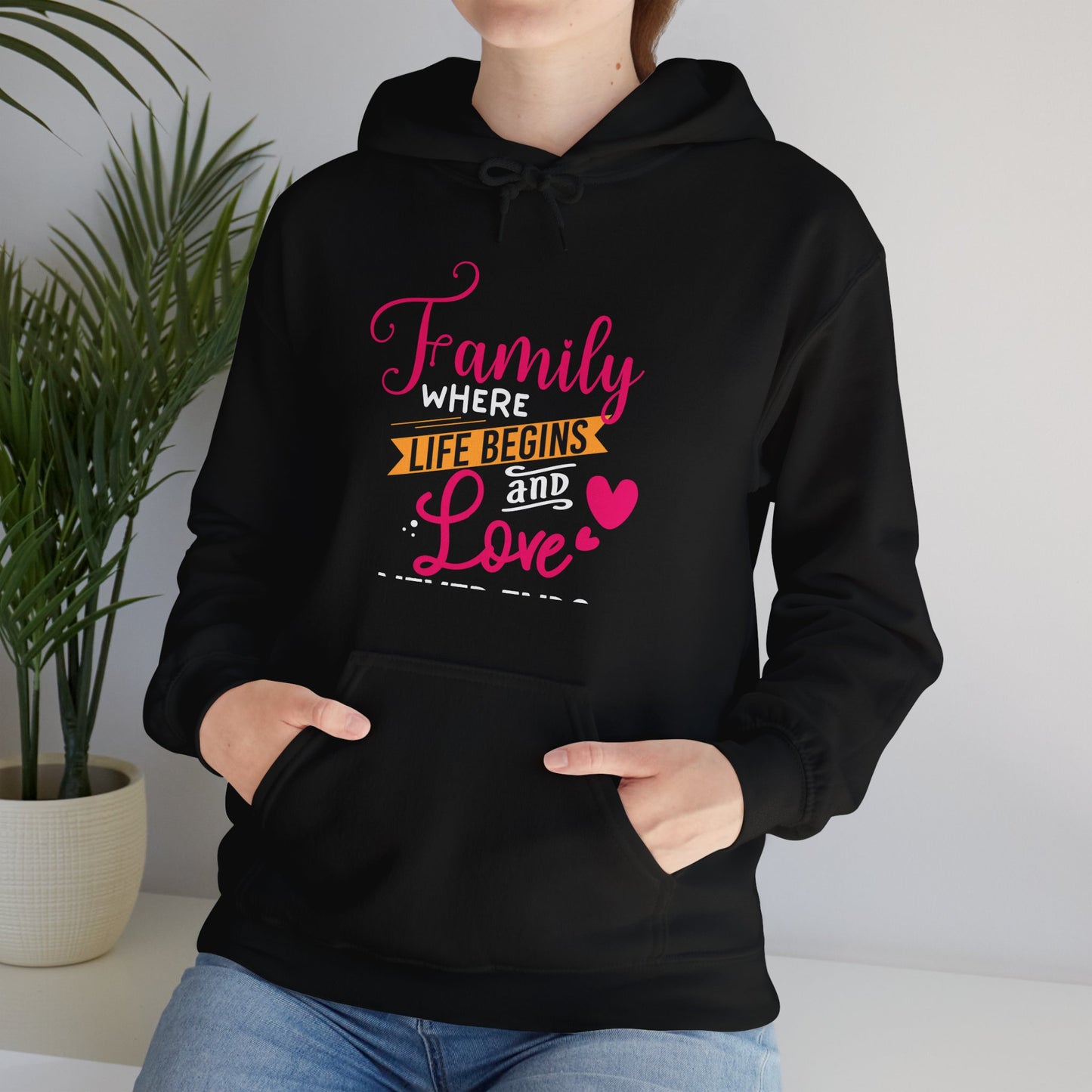 Unisex Heavy Blend™ Family Hooded Sweatshirt - Family where life begins and love never ends