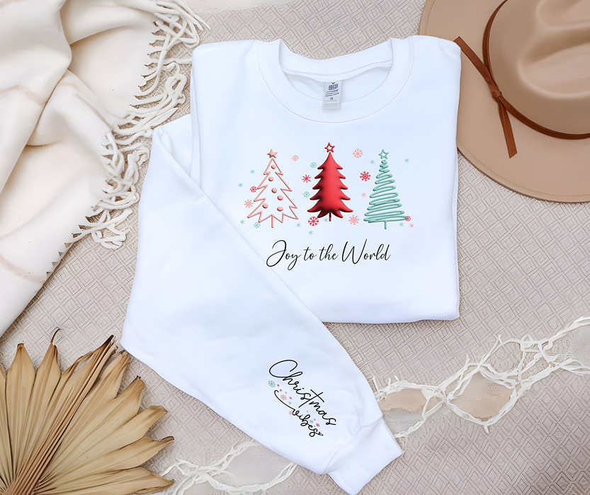 Christmas Joy Unisex Sweatshirt with Sleeve Print