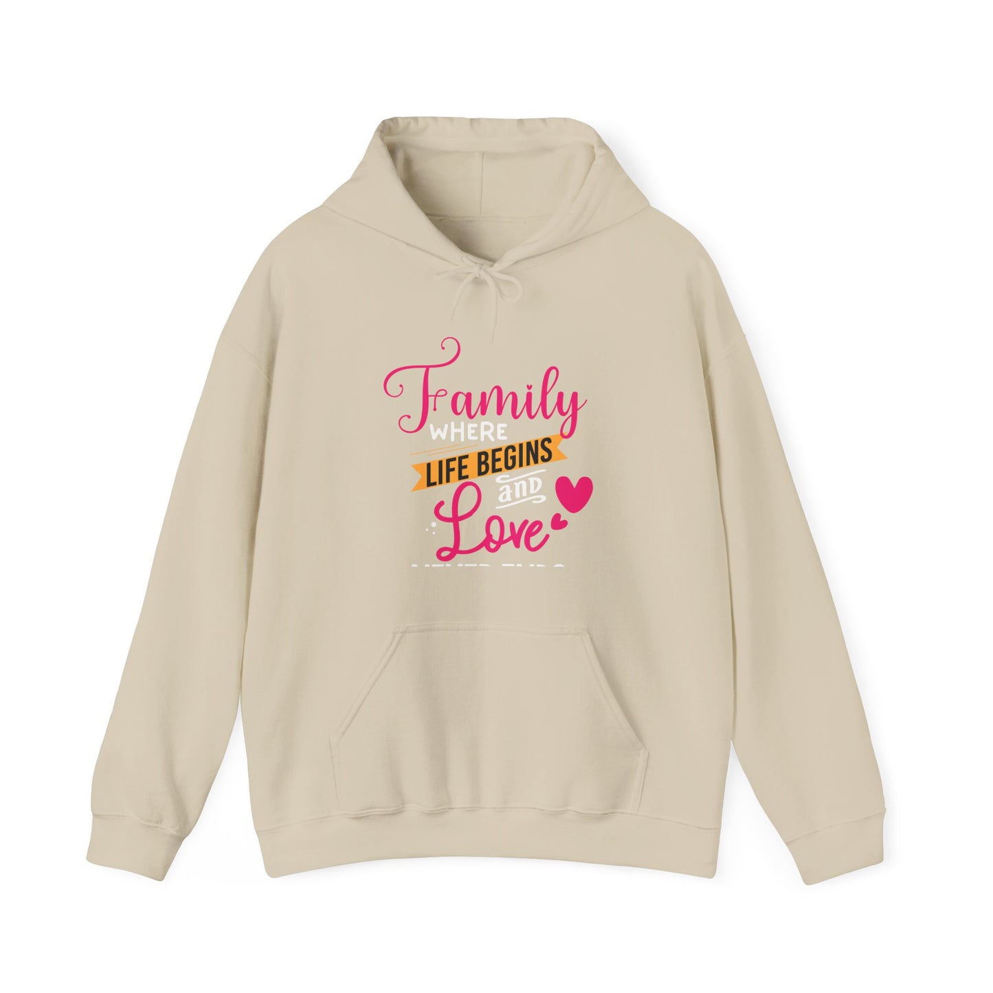 Unisex Heavy Blend™ Family Hooded Sweatshirt - Family where life begins and love never ends