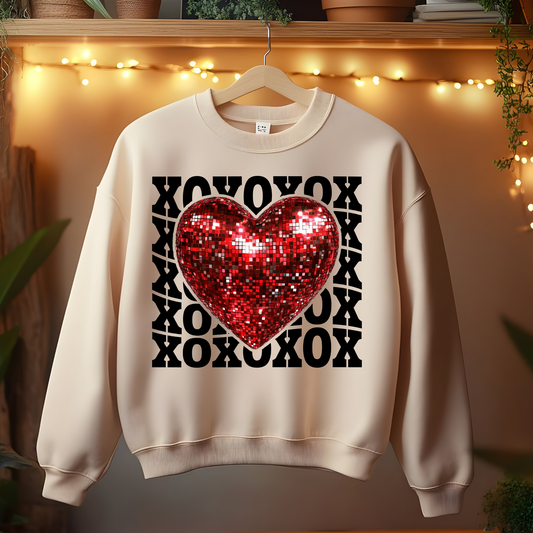 X O with Glitter Heart Valentine’s Day Sweatshirt