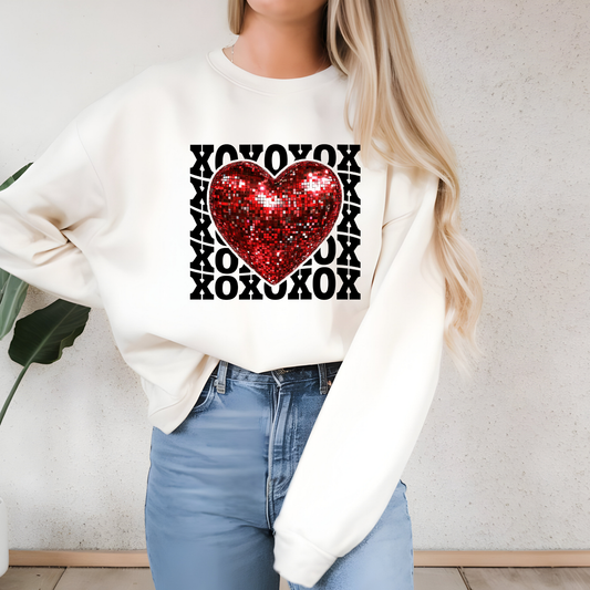 X O with Glitter Heart Valentine’s Day Sweatshirt