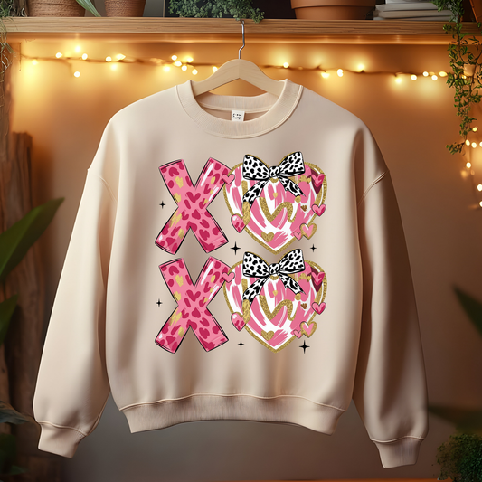 X O Hugs and Kisses Design with Hearts  Sweatshirt