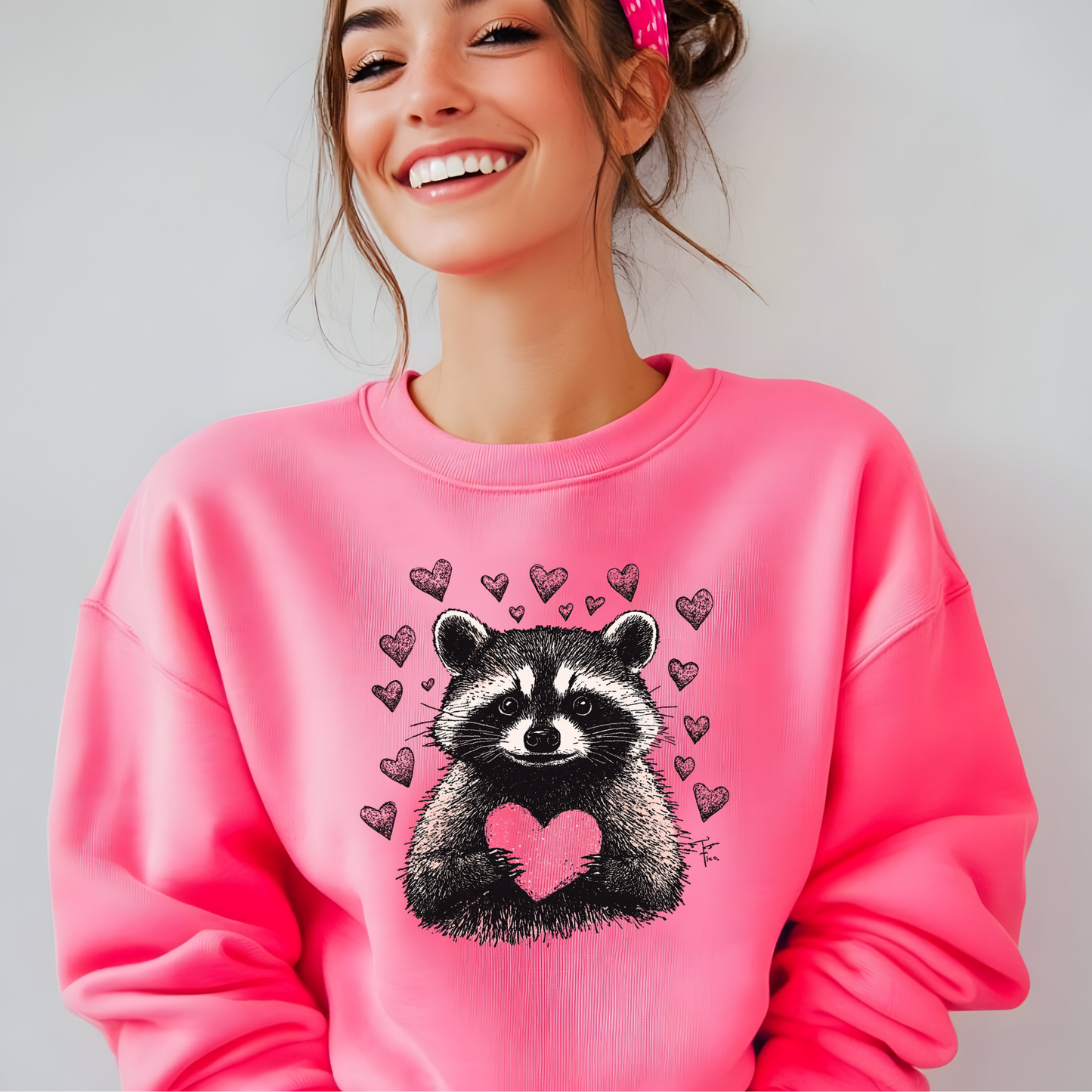 Adorable Raccoon Holding a Heart Design: Share the Love!