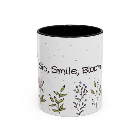 Mug Sip Smile Bloom Plant Coffee Mug (11, 15oz)