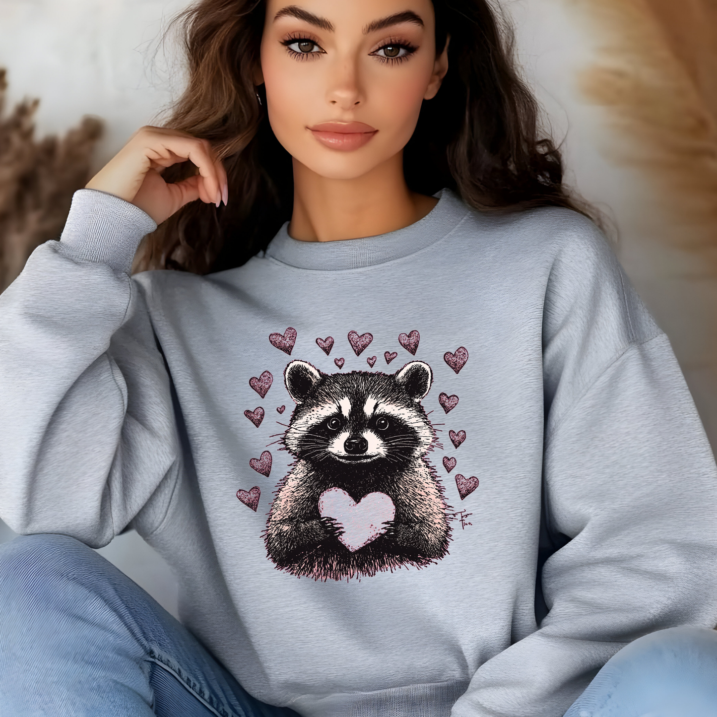 Adorable Raccoon Holding a Heart Design: Share the Love!