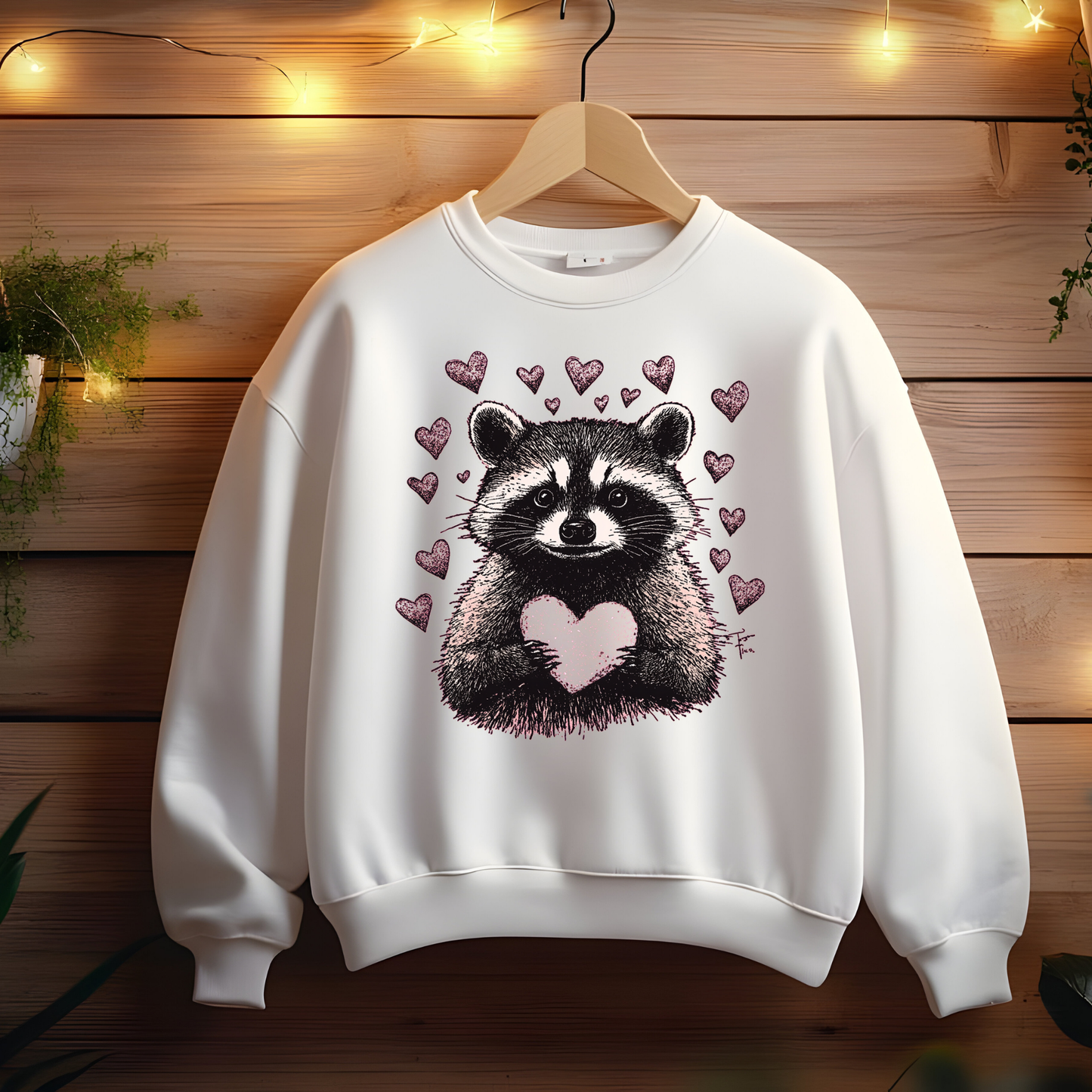 Adorable Raccoon Holding a Heart Design: Share the Love!