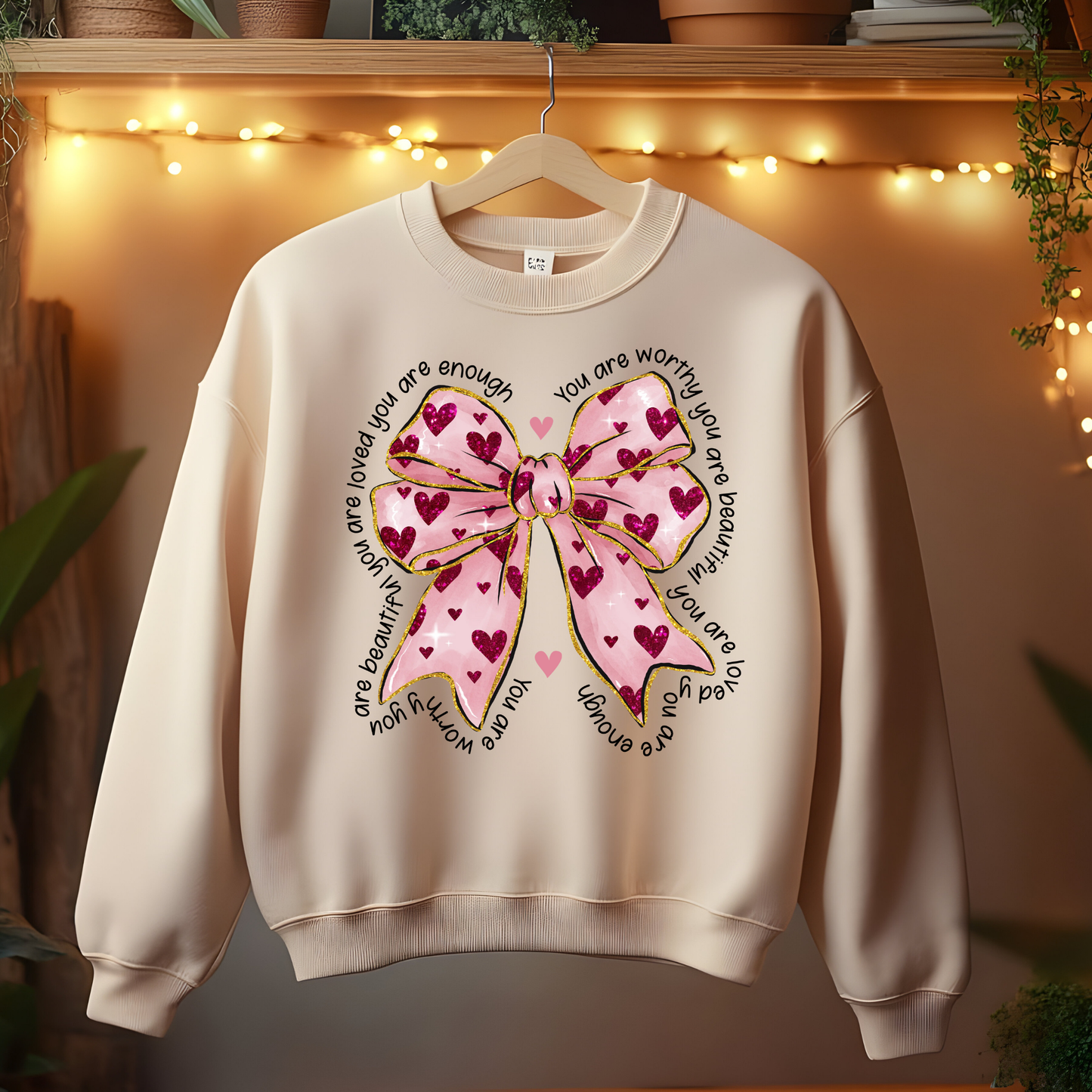 Glitter Bows and Hearts Valentine’s Day Sweatshirt