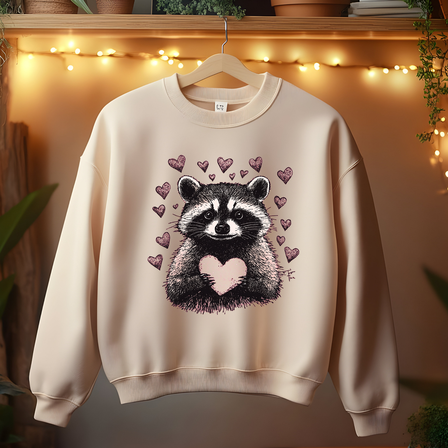 Adorable Raccoon Holding a Heart Design: Share the Love!