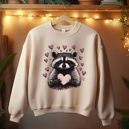 Adorable Raccoon Holding a Heart Design: Share the Love!