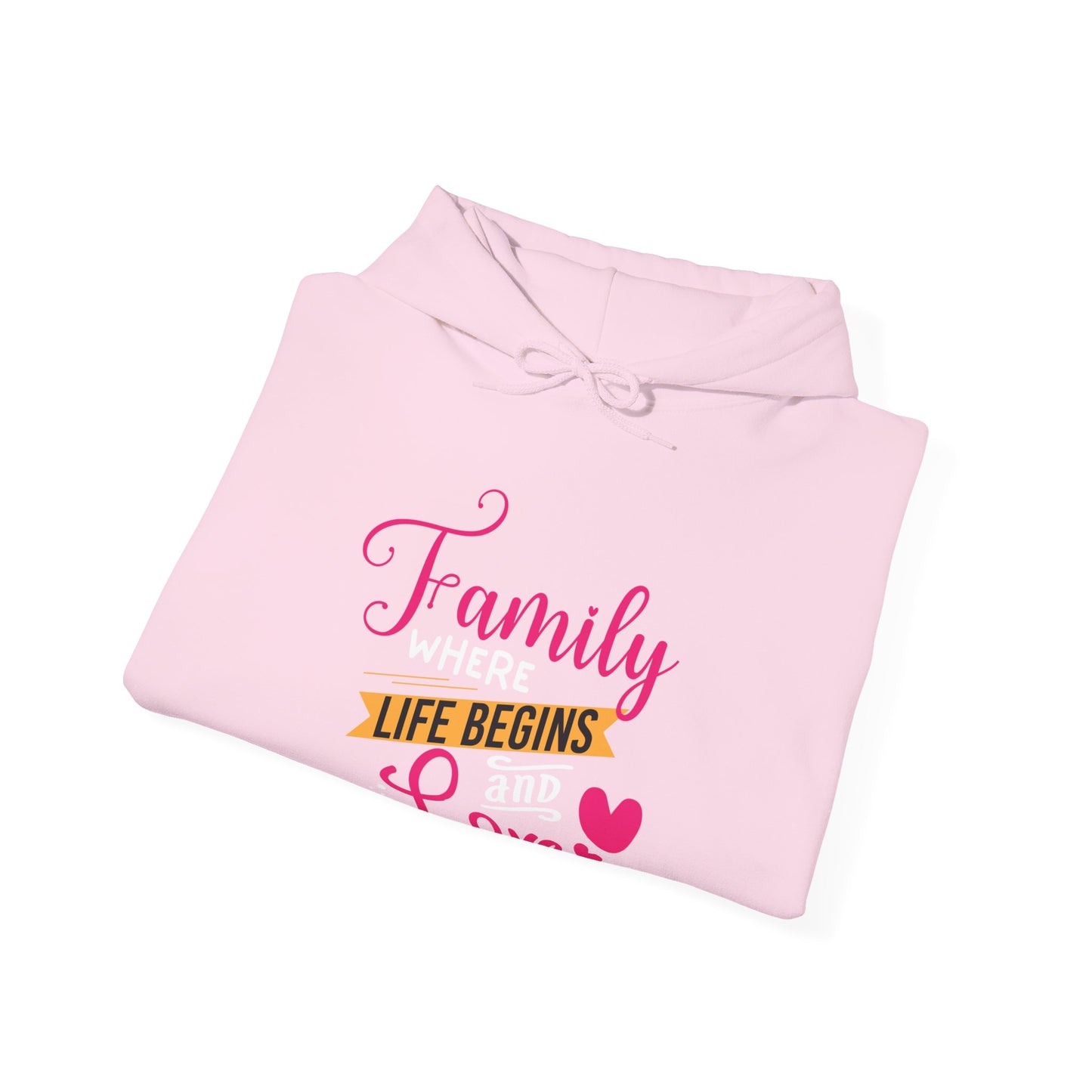 Unisex Heavy Blend™ Family Hooded Sweatshirt - Family where life begins and love never ends