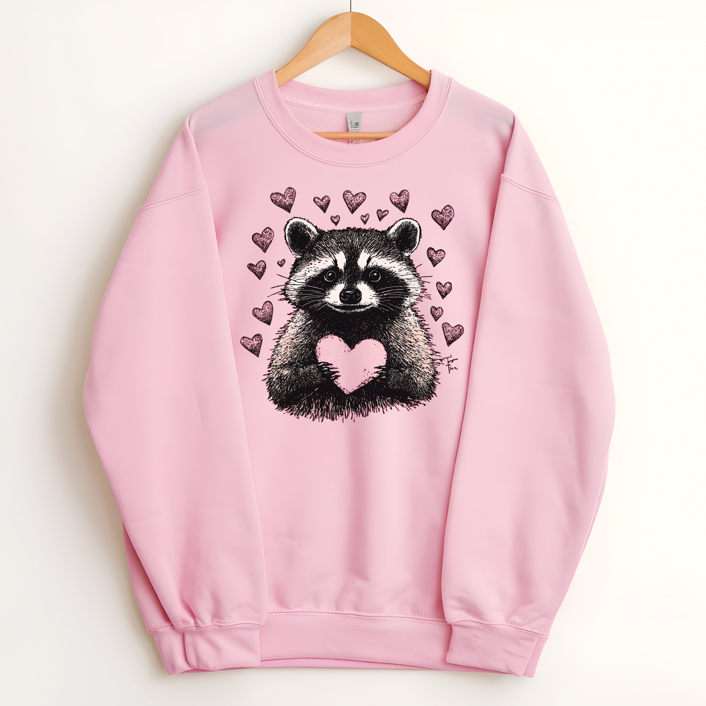 Adorable Raccoon Holding a Heart Design: Share the Love!