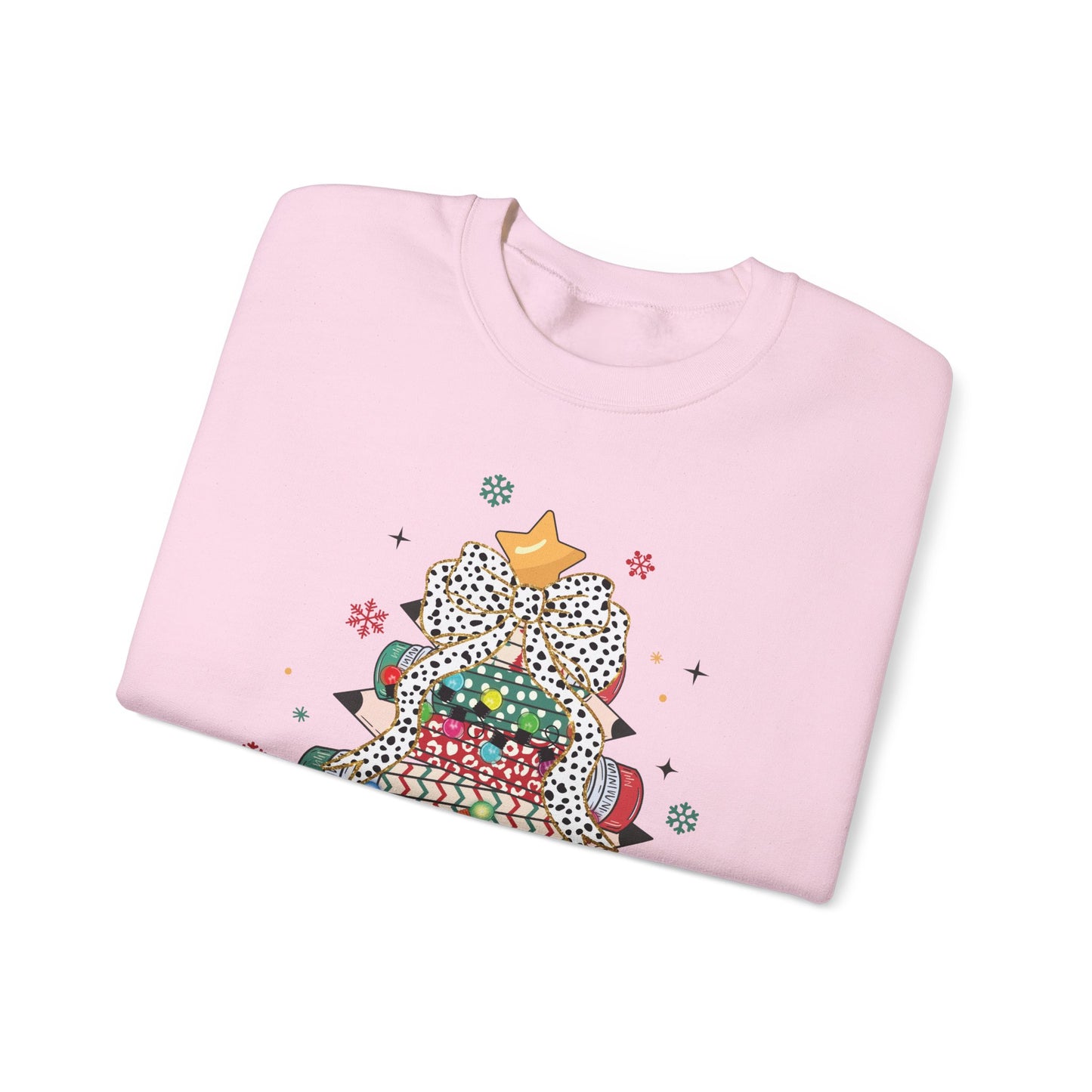 Personalized Teacher Christmas Crewneck Sweatshirt - Christmas Tree and Pencils Design