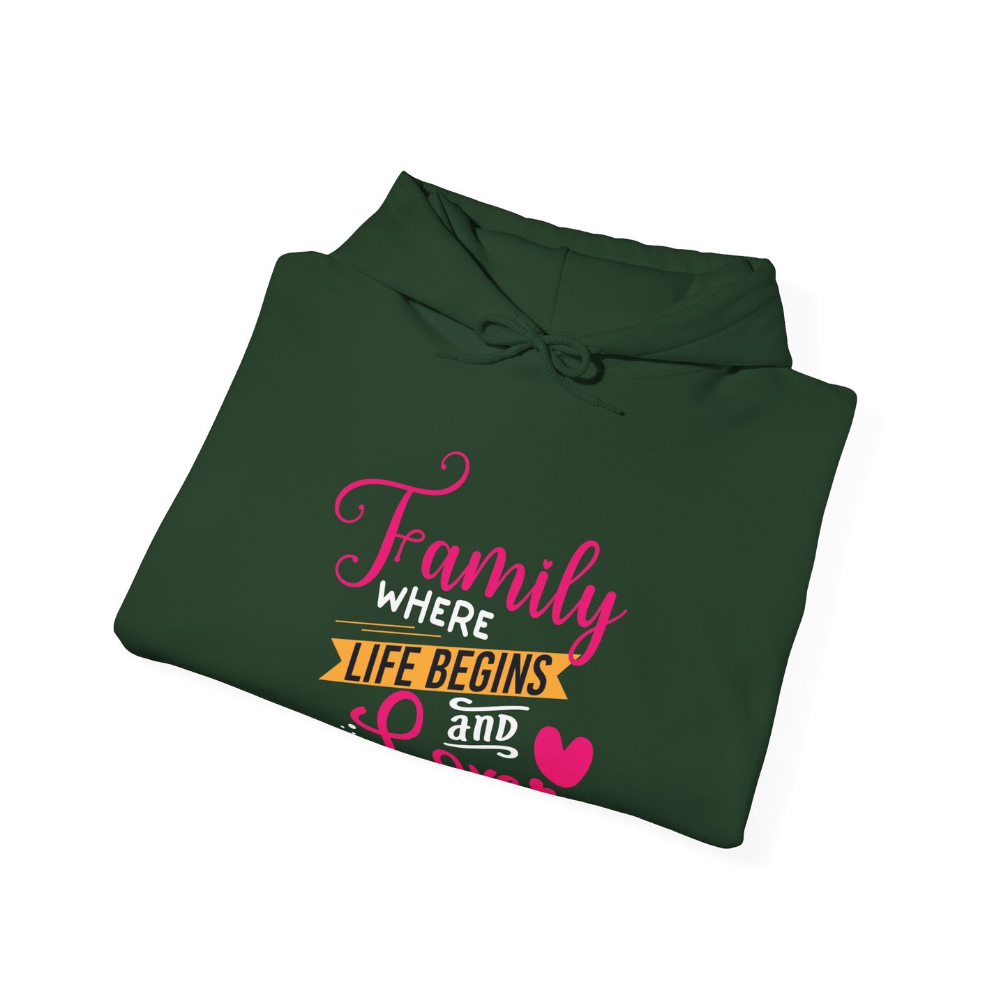 Unisex Heavy Blend™ Family Hooded Sweatshirt - Family where life begins and love never ends