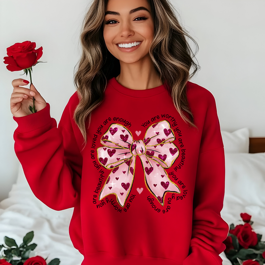 Glitter Bows and Hearts Valentine’s Day Sweatshirt