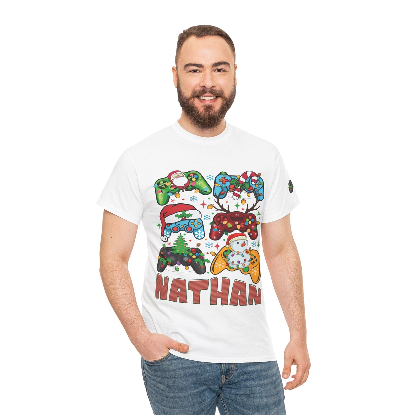 Unisex Heavy Cotton gamer Tee with personalization and sleeve design