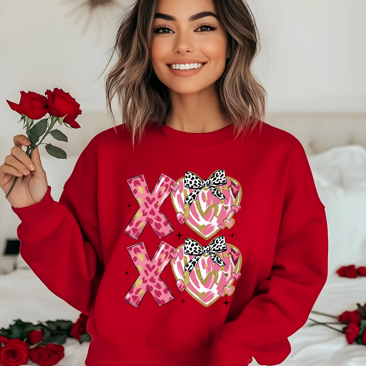 X O Hugs and Kisses Design with Hearts  Sweatshirt