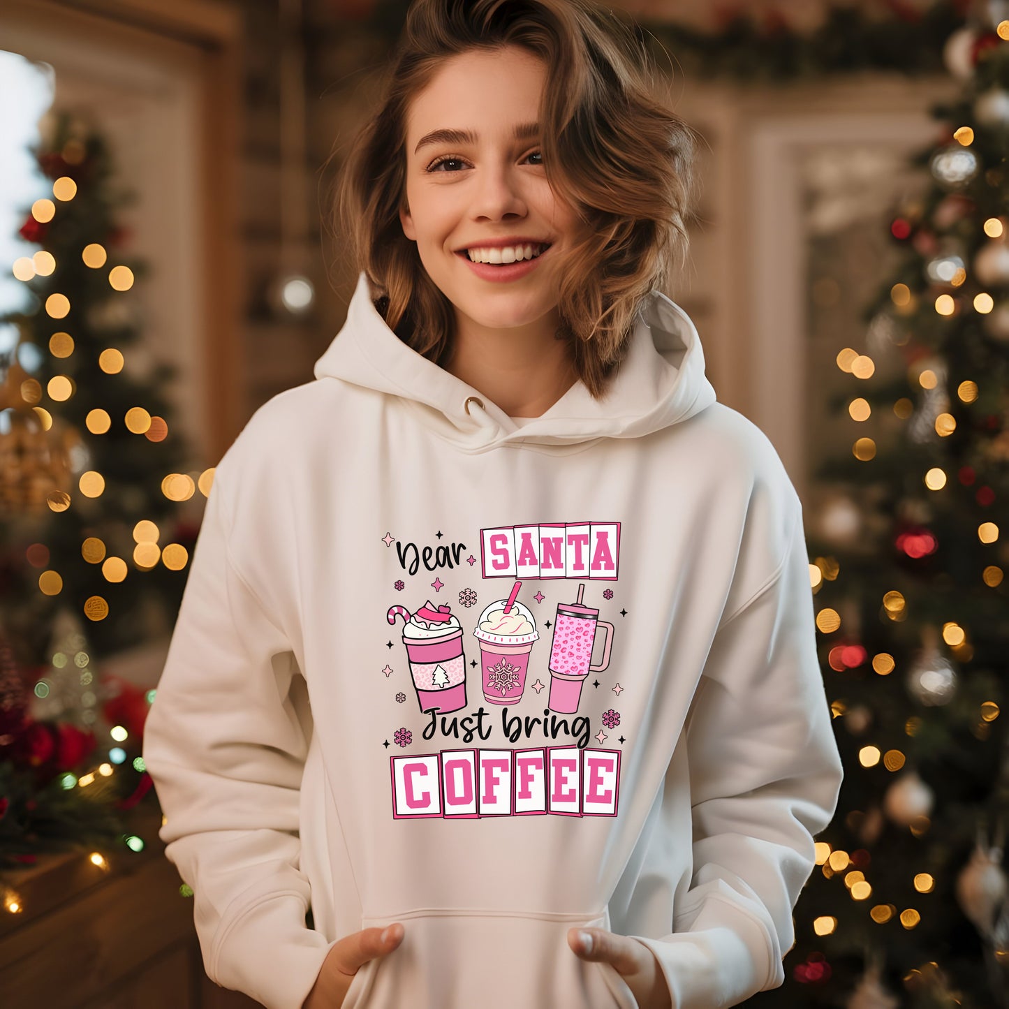 Coffee Lover Hoodie - Dear Santa Just Bring Coffee