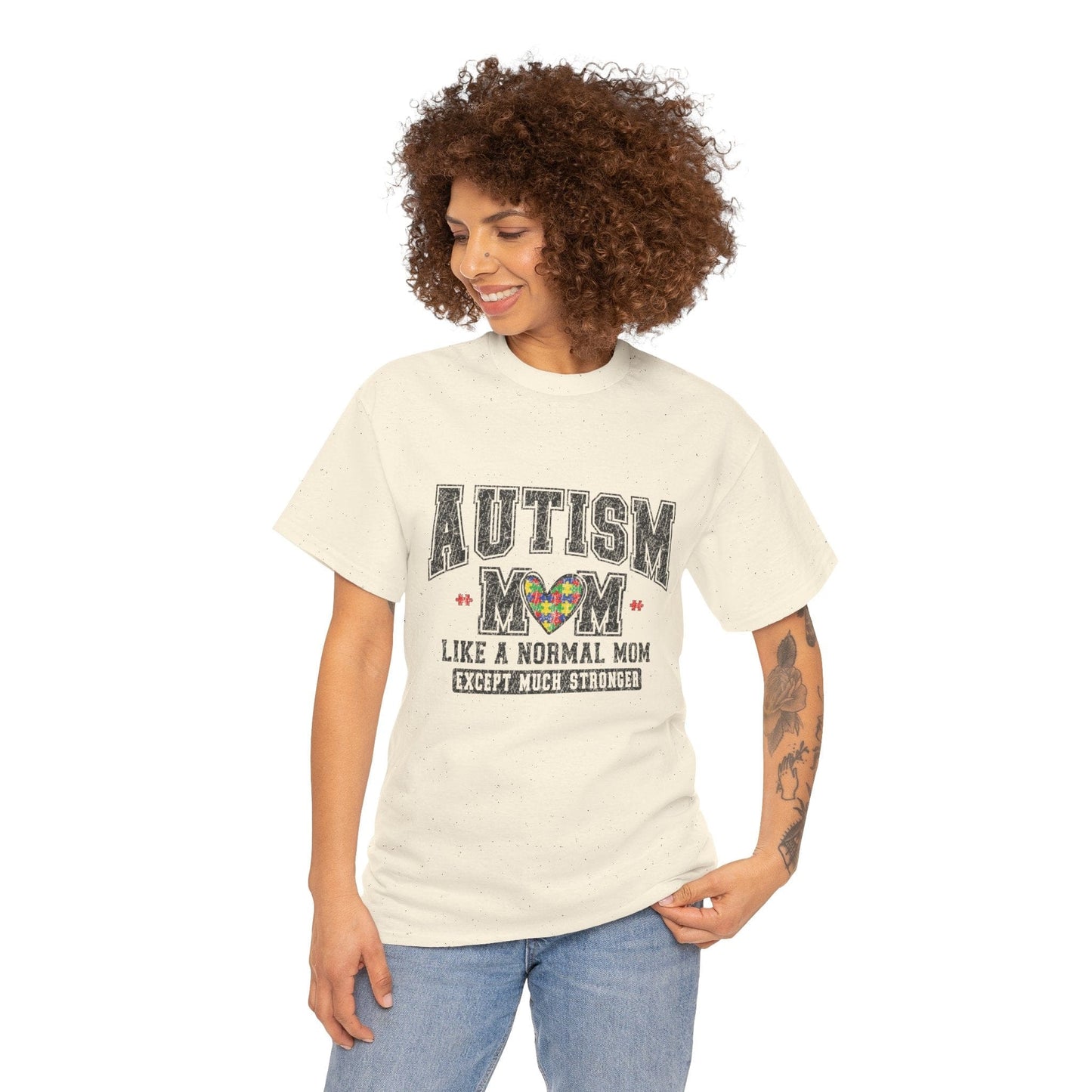Ink and Charms Designs T-Shirt Natural / S Autism Mom Tee - Much Stronger Design